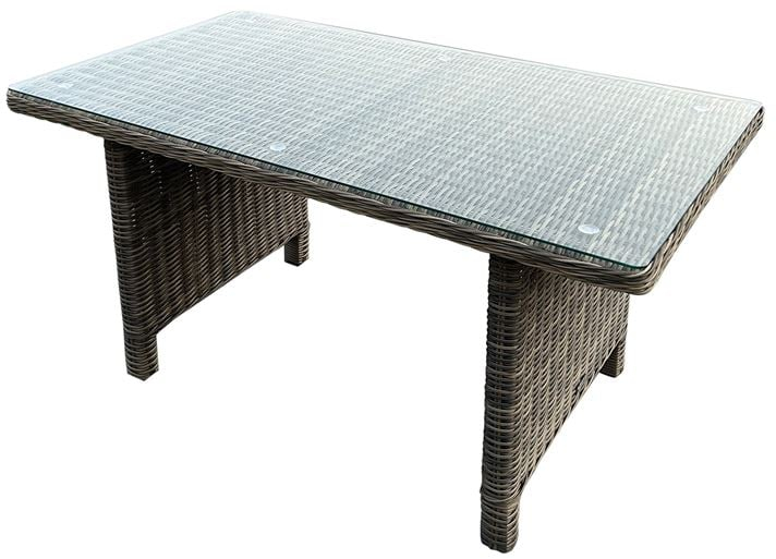 WOODWELL Ε673ARIZONA Τραπέζι Dining Βεράντας - Κήπου ALU, Wicker Grey Brown, Γυαλί Tempered 5mm 140x80 H.70cm Ε673