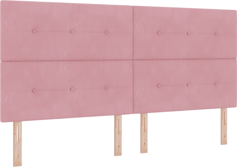 vidaXL Κρεβάτι Box Spring με Στρώμα & Πάγκο Ροζ 200x200 εκ. Βελούδο