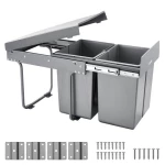 VEVOR Double 20Lx2 Pullout Waste Container Under Cabinet Kitchen Bin Trash Can