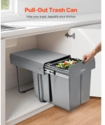 VEVOR Double 20Lx2 Pullout Waste Container Under Cabinet Kitchen Bin Trash Can