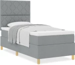 vidaXL Κρεβάτι Με Κοφτό Στρώμα Ανοιχτό Γκρι 90x200 cm Ύφασμα
