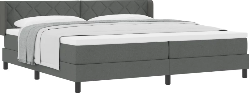 vidaXL Κρεβάτι Box Spring με Στρώμα σε Σκούρο Γκρι, 200x200 εκ., Ύφασμα.