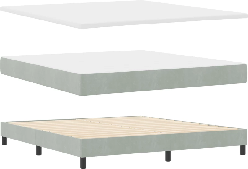 Κρεβάτι Box Spring με στρώμα vidaXL Ανοιχτό γκρι 180x200 εκ Βελούδο