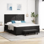 vidaXL Κρεβάτι με Στρώμα και Μπάγκο Μαύρο 180x200 εκ. Βελούδο