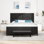 vidaXL Κρεβάτι με Στρώμα και Μπάγκο Μαύρο 180x200 εκ. Βελούδο