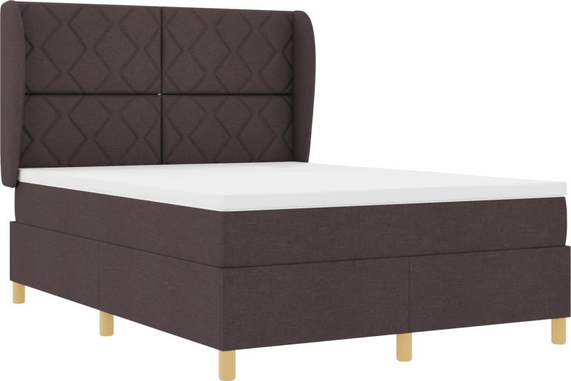VidaXL Κρεβάτι Box Spring με Στρώμα Σκούρο Καφέ 140x200 εκ. Ύφασμα
