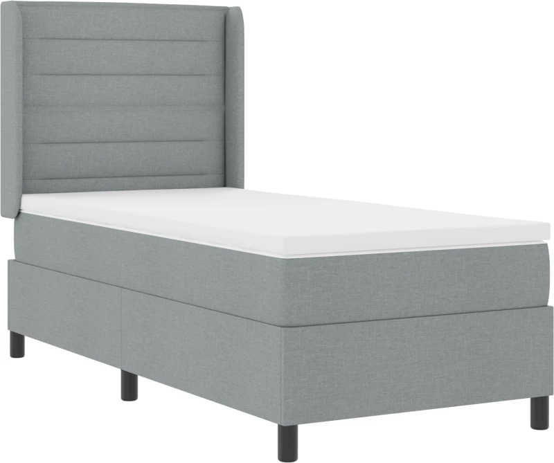 κουβέρτα Box Spring με στρώμα vidaXL Γκρι ανοιχτό 100x200 εκ. ύφασμα