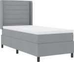 κουβέρτα Box Spring με στρώμα vidaXL Γκρι ανοιχτό 100x200 εκ. ύφασμα