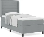 κουβέρτα Box Spring με στρώμα vidaXL Γκρι ανοιχτό 100x200 εκ. ύφασμα
