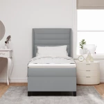 κουβέρτα Box Spring με στρώμα vidaXL Γκρι ανοιχτό 100x200 εκ. ύφασμα