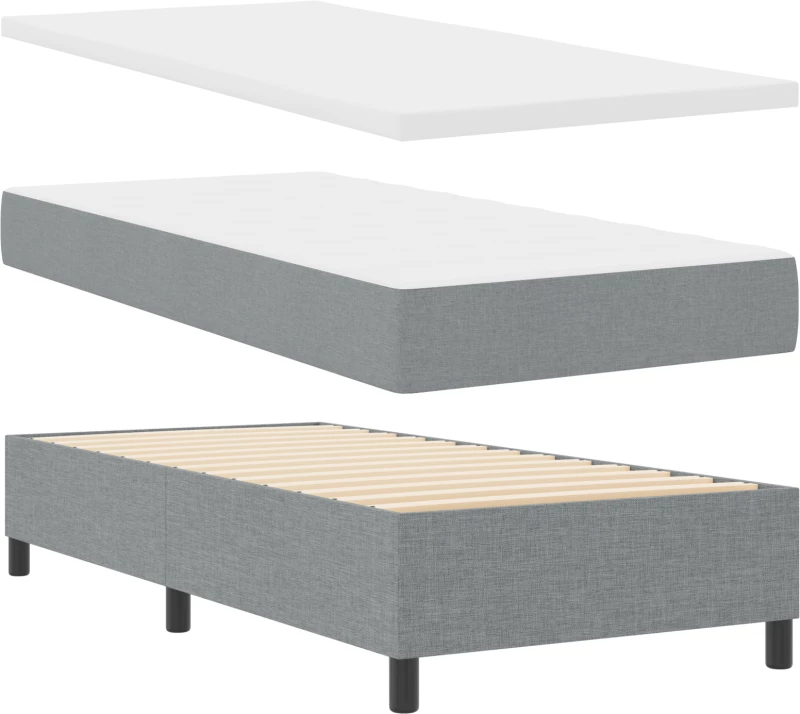 κουβέρτα Box Spring με στρώμα vidaXL Γκρι ανοιχτό 100x200 εκ. ύφασμα