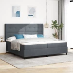 vidaXL Στρώμα Κρεβατιού με Στρώμα Σκούρο Γκρι 200x200 εκ Βελούδο