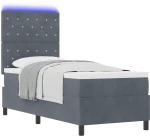 κρεβάτι box spring vidaXL με στρώμα & LED σκούρο γκρι 80x200 εκ. βελούδο