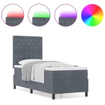 κρεβάτι box spring vidaXL με στρώμα & LED σκούρο γκρι 80x200 εκ. βελούδο