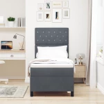 κρεβάτι box spring vidaXL με στρώμα & LED σκούρο γκρι 80x200 εκ. βελούδο