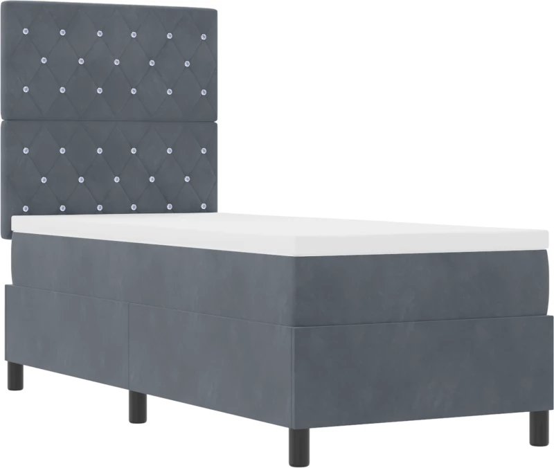 κρεβάτι box spring vidaXL με στρώμα & LED σκούρο γκρι 80x200 εκ. βελούδο