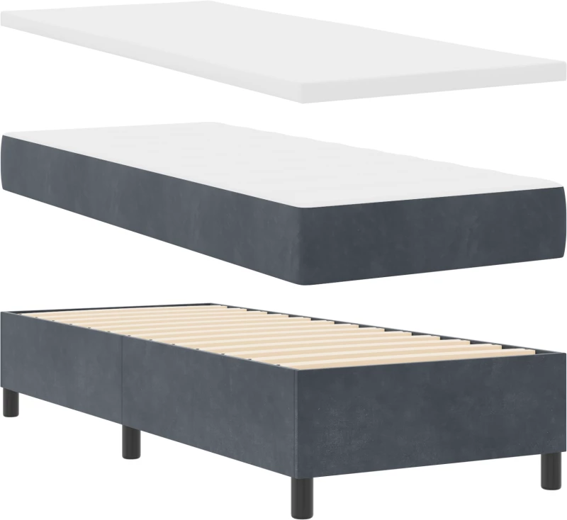 κρεβάτι box spring vidaXL με στρώμα & LED σκούρο γκρι 80x200 εκ. βελούδο