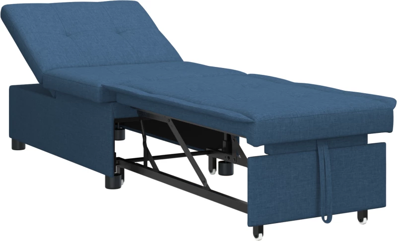 vidaXL Καναπές Κρεβάτι 3 σε 1 με Pull-Out Σχεδίαση σε Μπλε Ύφασμα