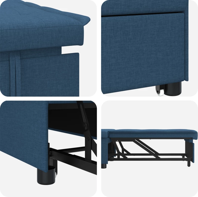 vidaXL Καναπές Κρεβάτι 3 σε 1 με Pull-Out Σχεδίαση σε Μπλε Ύφασμα