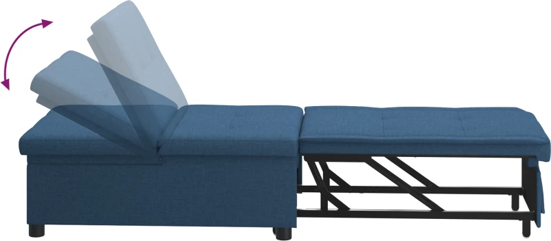 vidaXL Καναπές Κρεβάτι 3 σε 1 με Pull-Out Σχεδίαση σε Μπλε Ύφασμα