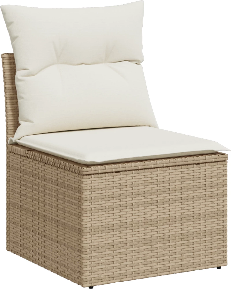 Σετ Σαλονιού 9 τεμαχίων με Μαξιλάρια Μπεζ Πολυ Ρατάν Ακακία