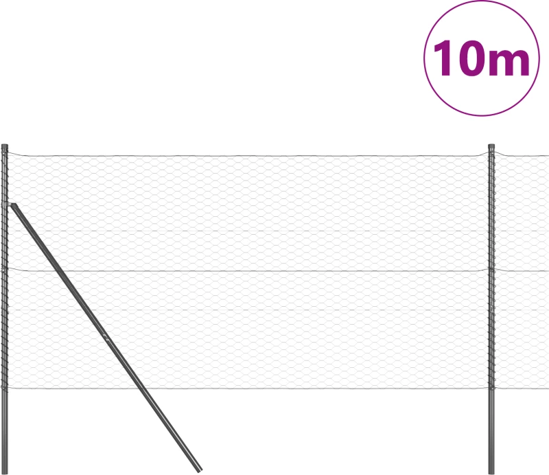 Περίφραξη vidaXL Έξιγωνη Γκρι 1.2x10 m Ατσάλι