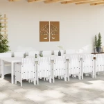 vidaXL Σετ Τραπεζαρίας 13 Τεμαχίων με Μαξιλάρια Λευκό Πολυ Ρατάν