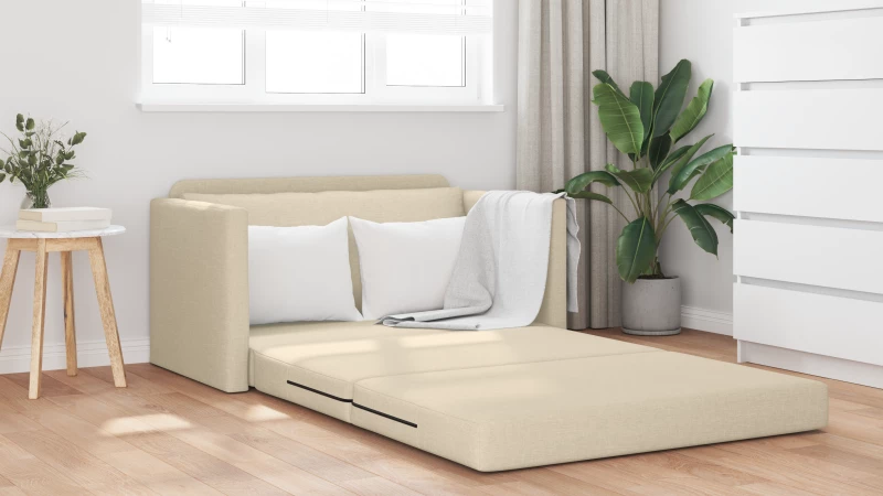 vidaXL Καναπές Κρεβάτι 2 σε 1 Κρεμ 124x71x78 cm Ύφασμα