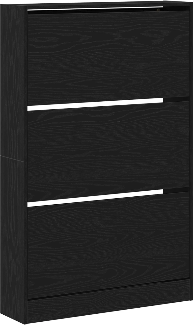 vidaXL ντουλάπα παπουτσιών Μαύρο Δρυς 80x21x125,5 εκ Επεξεργασμένο ξύλο