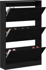 vidaXL ντουλάπα παπουτσιών Μαύρο Δρυς 80x21x125,5 εκ Επεξεργασμένο ξύλο