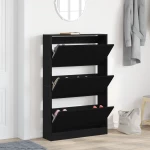 vidaXL ντουλάπα παπουτσιών Μαύρο Δρυς 80x21x125,5 εκ Επεξεργασμένο ξύλο