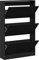 vidaXL ντουλάπα παπουτσιών Μαύρο Δρυς 80x21x125,5 εκ Επεξεργασμένο ξύλο