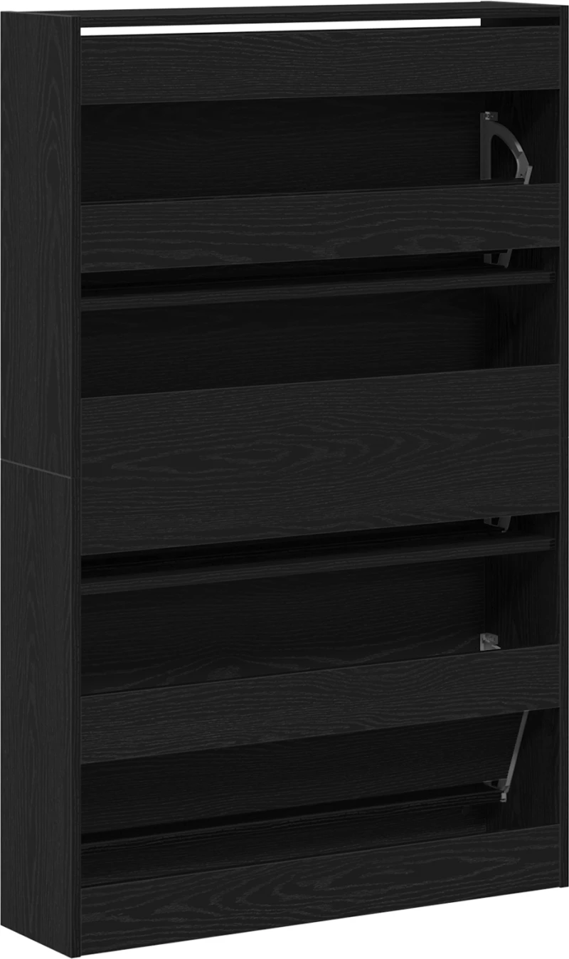 vidaXL ντουλάπα παπουτσιών Μαύρο Δρυς 80x21x125,5 εκ Επεξεργασμένο ξύλο