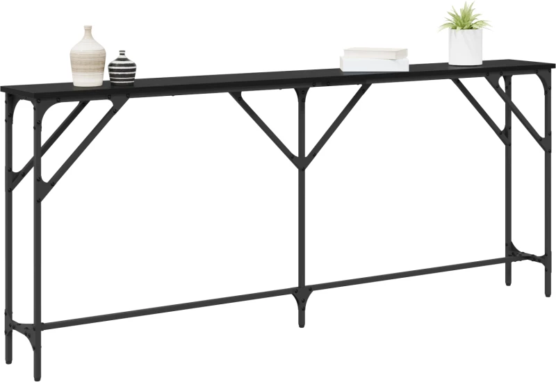 vidaXL Τραπέζι Κονσόλας Μαύρης Δρυός 180x23x75 εκ. Κατασκευασμένο Ξύλο