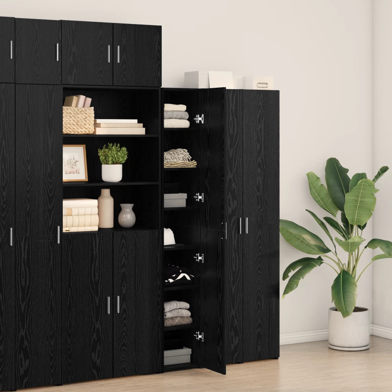 vidaXL Υψηλό Ντουλάπι Μαύρο Ξύλο 30x42.5x185 εκ. Μοριοσανίδα
