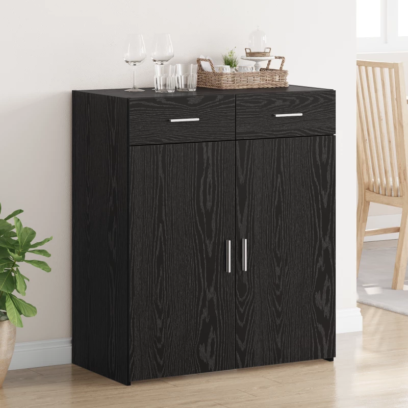 vidaXL ντουλάπα αποθήκευσης Μαύρης Δρυς 80x42.5x93.5 εκ Επεξεργασμένο Ξύλο
