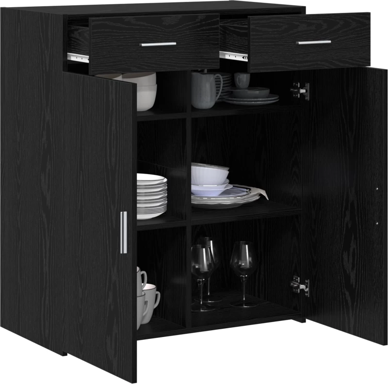 vidaXL ντουλάπα αποθήκευσης Μαύρης Δρυς 80x42.5x93.5 εκ Επεξεργασμένο Ξύλο