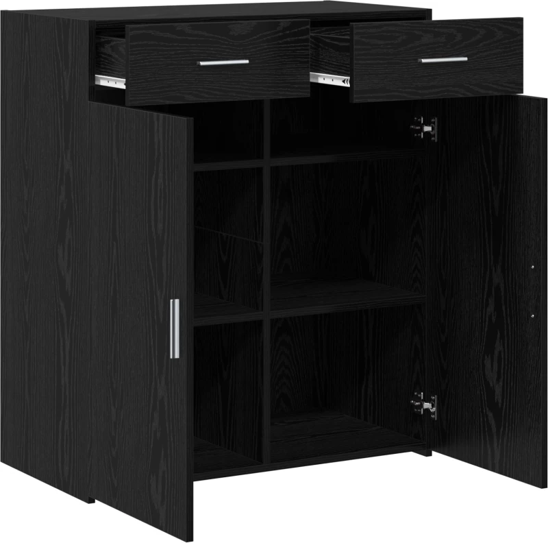 vidaXL ντουλάπα αποθήκευσης Μαύρης Δρυς 80x42.5x93.5 εκ Επεξεργασμένο Ξύλο