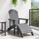 vidaXL Καρέκλα Adirondack με Υποπόδιο Ανοιχτό Γκρι HDPE
