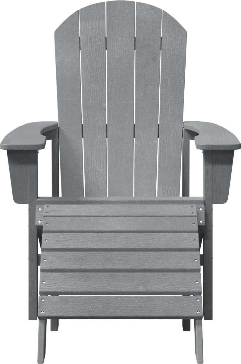 vidaXL Καρέκλα Adirondack με Υποπόδιο Ανοιχτό Γκρι HDPE