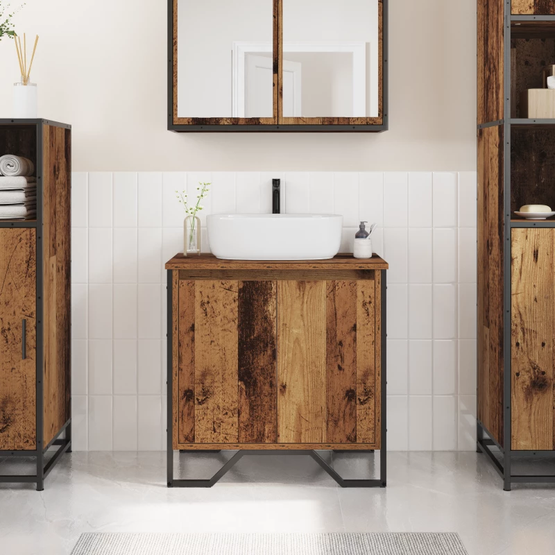 vidaXL ντουλάπι νιπτήρα παλιό ξύλο 60x35x50 εκ. Κατασκευασμένο ξύλο