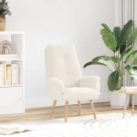 vidaXL Χαλαρωτική Πολυθρόνα Κρεμ σε Υφή Μαλλιού
