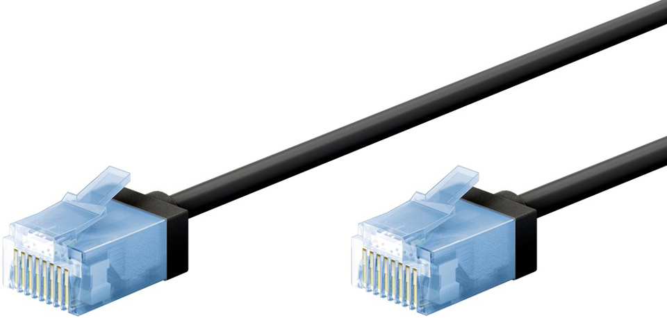 GOOBAY καλώδιο δικτύου 74232, CAT 6A U/UTP, slim, copper, 500MHz, 0.50m, μαύρο