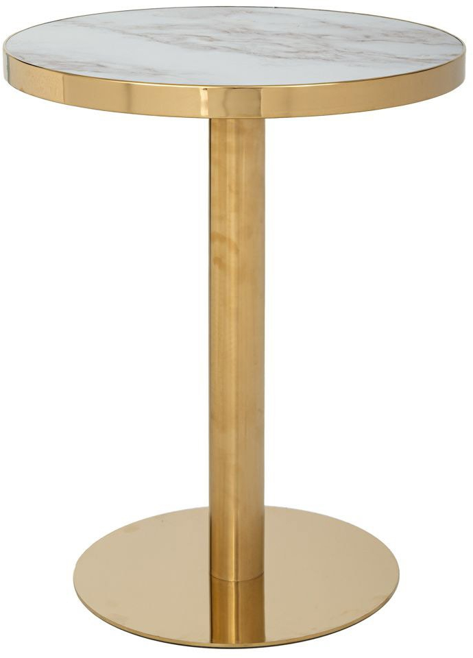 Τραπεζάκι Μεταλλικό Στρογγυλό 88516 60x74cm Gold-White