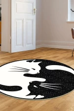 Χαλί Eugene V3 4660-1 905ANR1188 Black-White Conceptum Hypnose 80X80cm Round