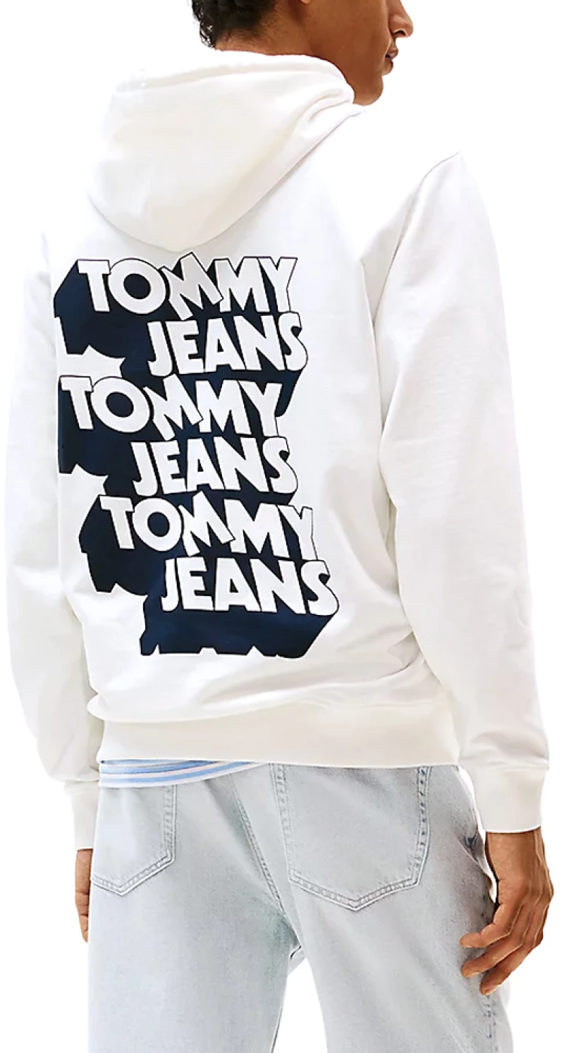 TOMMY HILFIGER TOMMY JEANS STACK BACK LOGO HOODIE MEN ΛΕΥΚΟ- ΜΑΥΡΟ (DM0DM21625-YBL)