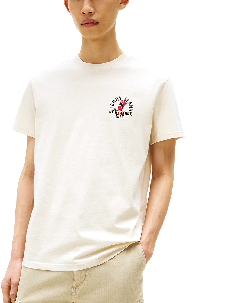 TOMMY HILFIGER TOMMY JEANS SMALL MOTIF REGULAR FIT T-SHIRT MEN ΜΠΕΖ (DM0DM21586-ACH)