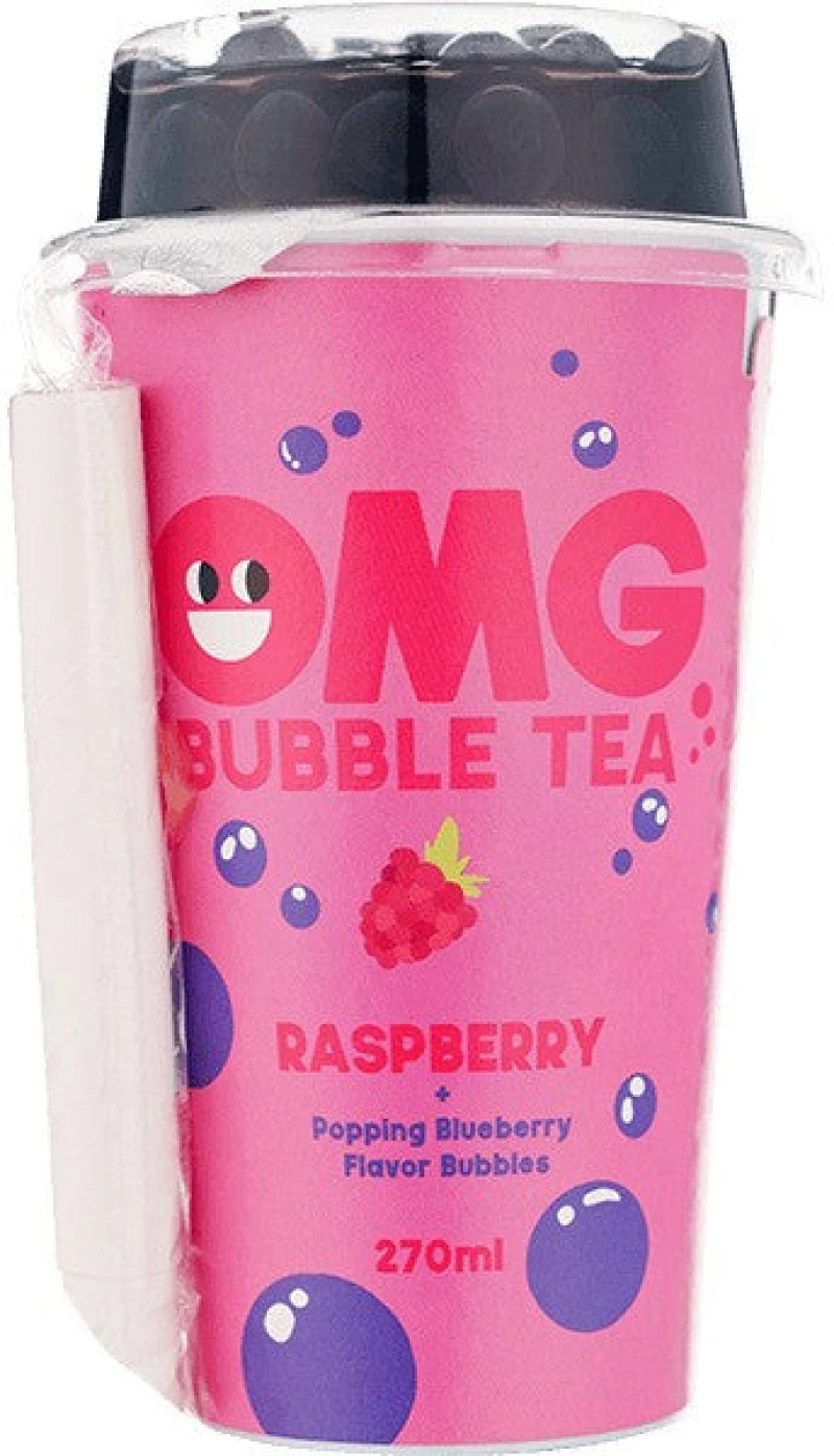 Τσάι με Σμέουρο Omg Bubble Tea Raspberry Tea with Popping Blueberry Flavor Bubbles 270ml