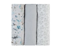 Kikka Boo Πάνες αγκαλιάς από μουσελίνα 3 τμχ 100x100 cm Dreamy Fields Grey 31103010112