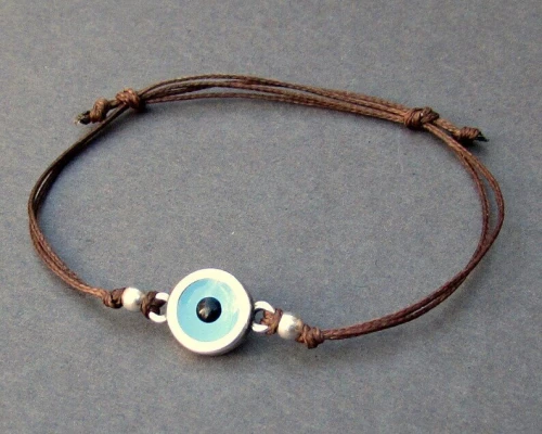 Βραχιόλι κορδόνι στρογγυλό ματάκι - Μαύρο